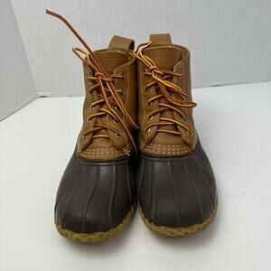 L.L. Bean Womens 6” Bean Duck Boots 5-eye Lace-up Waterproof Unlined Sz DM 8/9